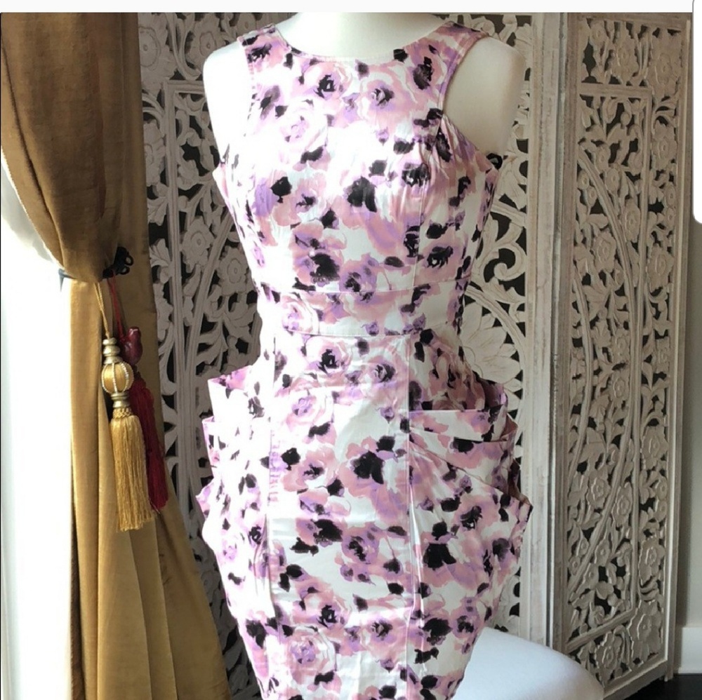 Bebe rose print satin tulip dress size xxs to xs